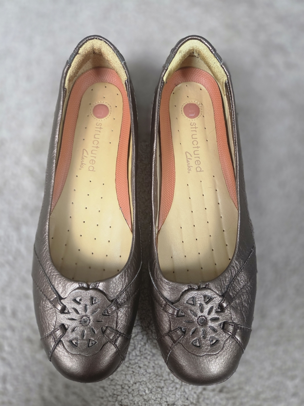 Clarks Women's Metallic Bronze Slip-On Comfort Ballet Flats